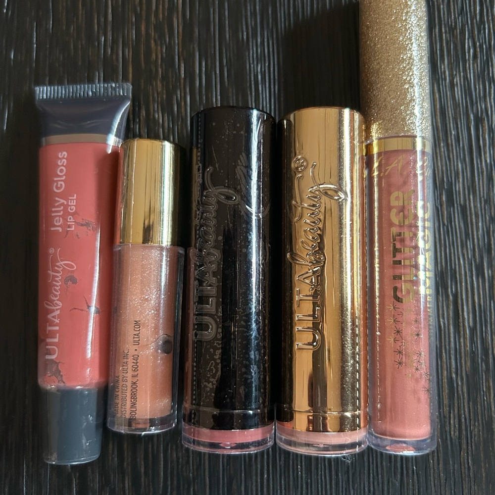 NWT Lot of 5 Ulta & LA Girl Lip Gloss Lip Stick Glitter Magic Pink Nudes NEW